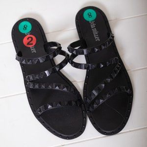 Studded black sandals